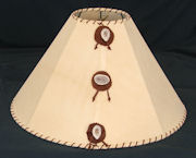 Chamois lampshade with antler buttons